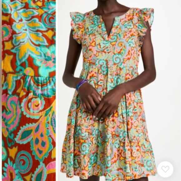 Roller Rabbit Dresses & Skirts - Roller Rabbit Rodez Pippa Dress Paisley Print Flutter Sleeve Tiered Small